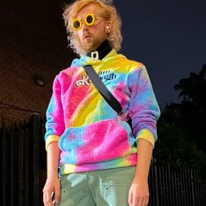 I AM KENOUGH Barbie Movie Tie Dye Sherpa Hoodie Mattel Sweatshirt SZ XL